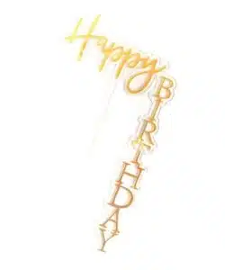 Caketopper Happy Birthday hoek goud