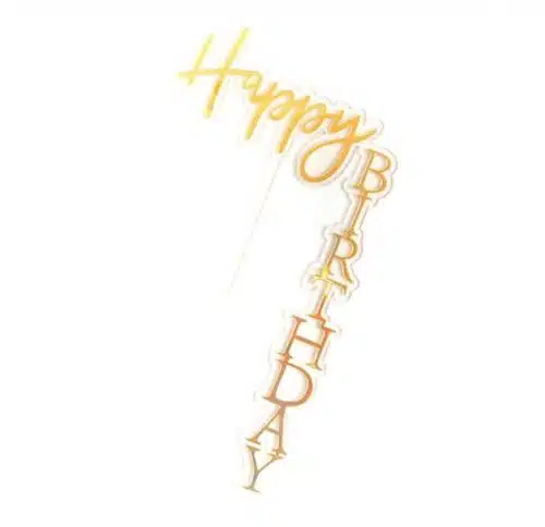 Caketopper happy birthday hoek goud