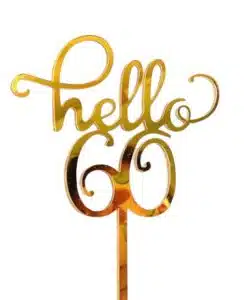 Caketopper Hello 60 goud