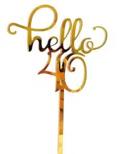 Caketopper Hello 40 goud