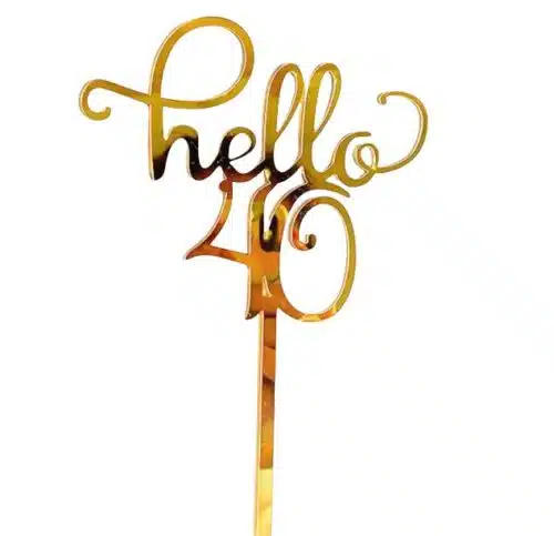 Caketopper hello 40 goud