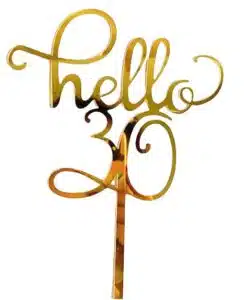 Caketopper Hello 30 goud
