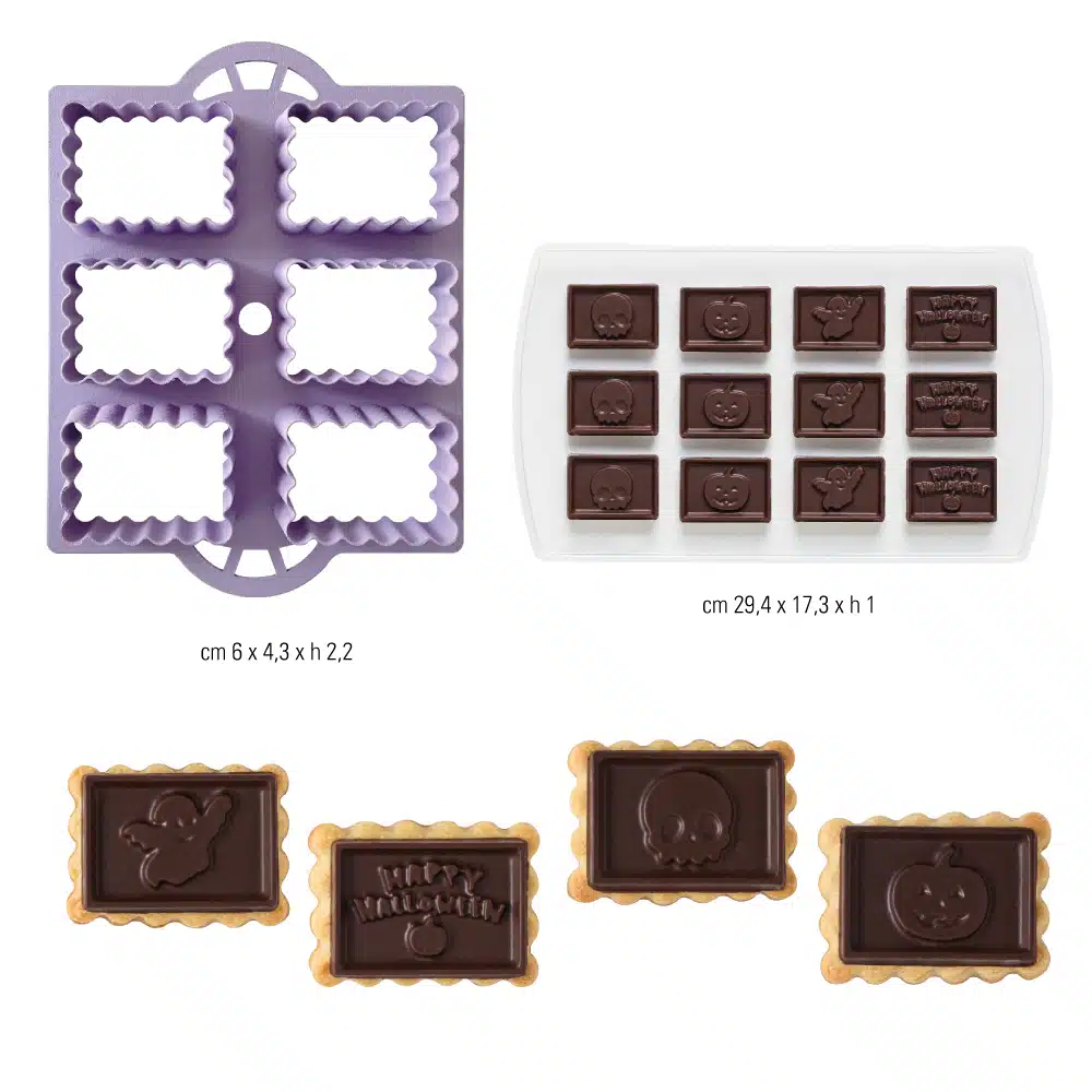 Koekjesuitster set met chocolade mal halloween bij cake, bake & love 7 Koekjesuitster set met chocolade mal halloween - afbeelding 3