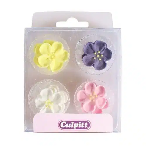 Culpitt suikerdecoratie wilde rozen geel/paars/wit/roze pk/12