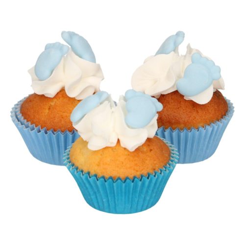 Funcakes suikerdecoratie baby voetjes blauw set/16 bij cake, bake & love 7