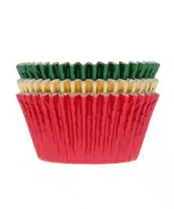 House of Marie Baking Cups Folie Rood/Groen/Goud pk/36