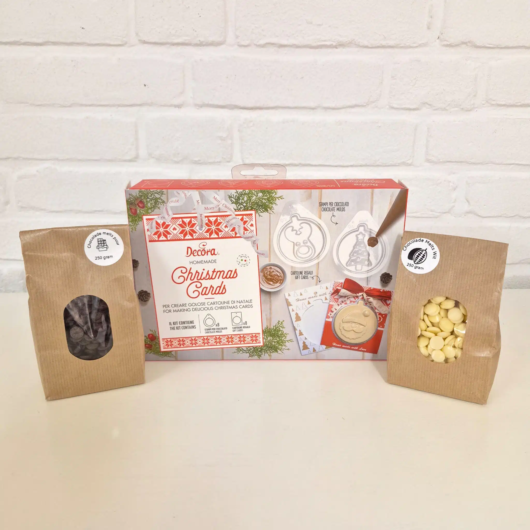 Home made chocolade kerstkaart pakket bij cake, bake & love 5 Home made chocolade kerstkaart pakket