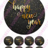 Eetbare taartprint happy new year tekst goud - 18 cm rond + 8 cupcake rondjes bij cake, bake & love 3