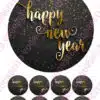 Eetbare taartprint happy new year tekst goud - 18 cm rond + 8 cupcake rondjes bij cake, bake & love 1