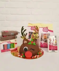 Rudolf The Rednose Reindeer Taartje Pakket + stap-voor-stap instructiefilmpje (zonder bakvorm)