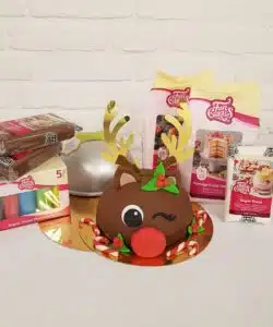 Rudolf The Rednose Reindeer Taartje Pakket + stap-voor-stap instructiefilmpje (inclusief bakvorm)