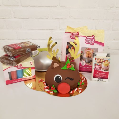 Rudolf the rednose reindeer taartje pakket + stap-voor-stap instructiefilmpje (inclusief bakvorm) bij cake, bake & love 5