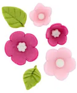 Alternative view of Culpitt Suikerdecoratie Bloemen & Bladeren Roze pk/16