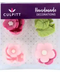 Culpitt Suikerdecoratie Bloemen & Bladeren Roze pk/16