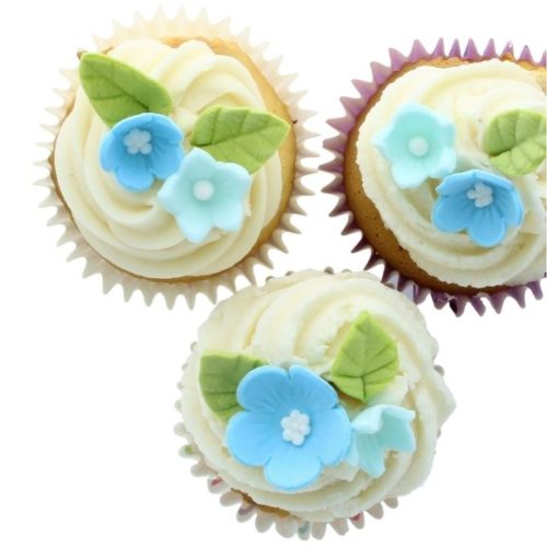Culpitt suikerdecoratie bloemen & bladeren blauw pk/16 bij cake, bake & love 7