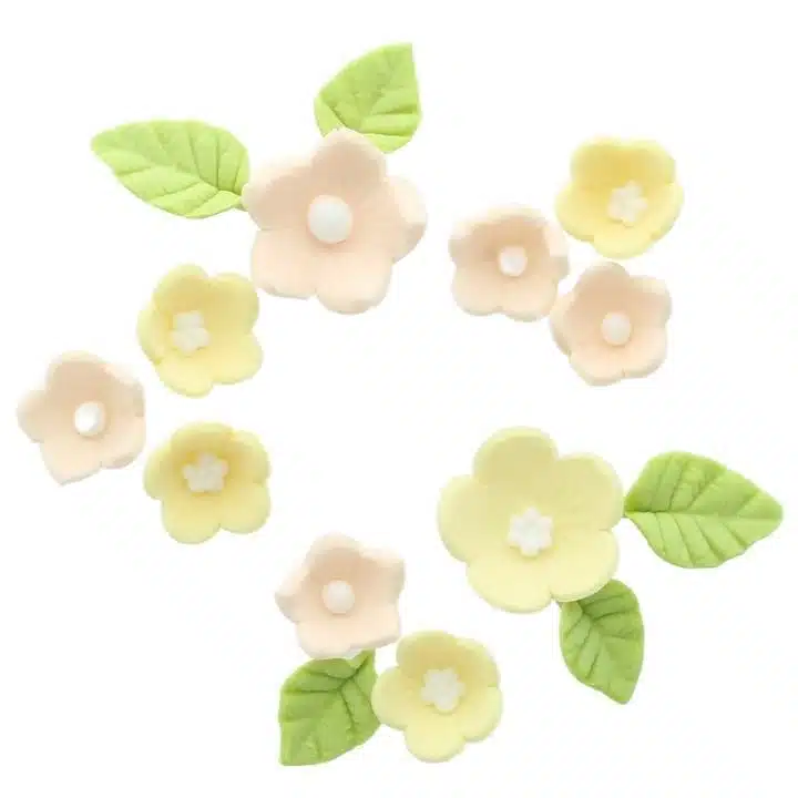 Culpitt suikerdecoratie bloemen & bladeren geel pk/16 bij cake, bake & love 6 Culpitt suikerdecoratie bloemen & bladeren geel pk/16 - afbeelding 2