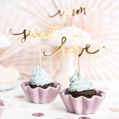 Partydeco cupcake toppers love - goud set/6 bij cake, bake & love 7