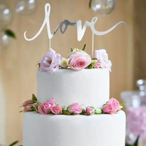 Partydeco cake topper love - zilver - afbeelding 2