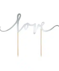 PartyDeco Cake Topper Love - Zilver