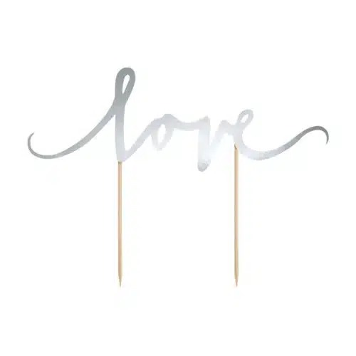 Partydeco cake topper love - zilver