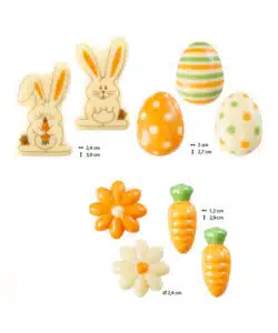 Chocolade Paasfiguurtjes konijn, ei, bloem en wortel 9 stuks