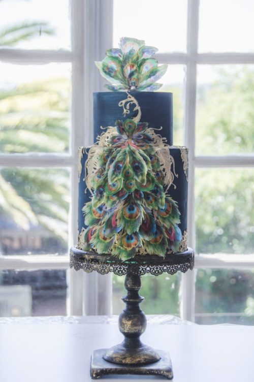 Crystal candy edible decorations - peacock feathers bij cake, bake & love 9