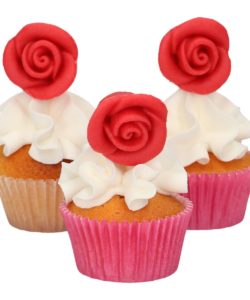 Funcakes marsepein decoratie rozen rood set/6 bij cake, bake & love 10