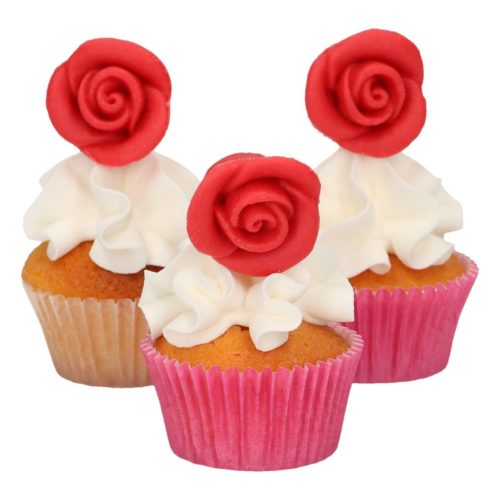 Funcakes marsepein decoratie rozen rood set/6 bij cake, bake & love 7