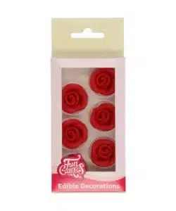 FunCakes Marsepein Decoratie Rozen Rood Set/6