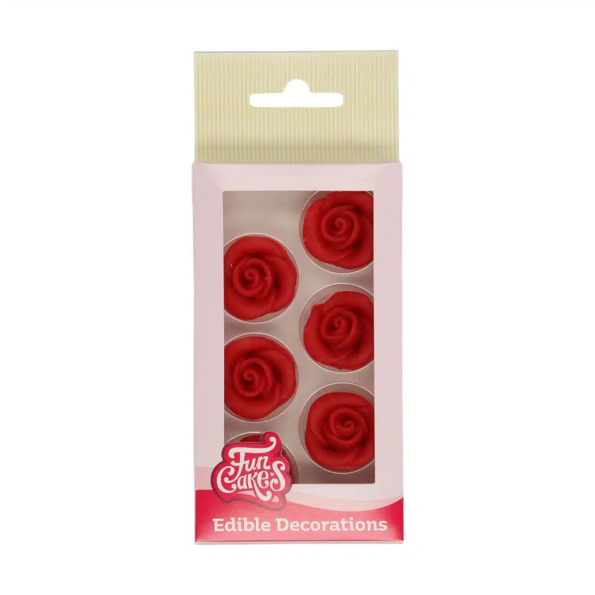 Funcakes marsepein decoratie rozen rood set/6 bij cake, bake & love 5 Funcakes marsepein decoratie rozen rood set/6