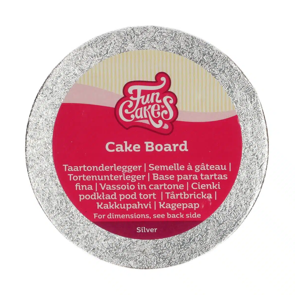 Funcakes cake board rond ø12,5 cm - zilver bij cake, bake & love 5 Funcakes cake board rond ø12,5 cm - zilver