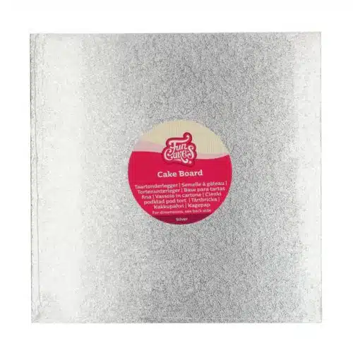 Funcakes cake board vierkant 27,5 x 27,5 cm - zilver