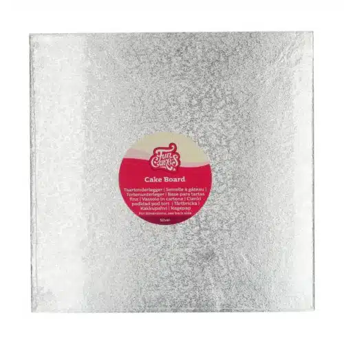 Funcakes cake board vierkant 30,5 x 30,5 cm - zilver