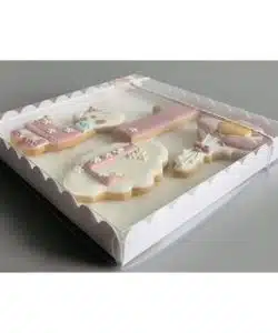 Koekjesdoos met transparante deksel 16, 3 cm x 16,3 cm x 2,5 cm