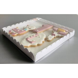 Koekjesdoos met transparante deksel 16, 3 cm x 16,3 cm x 2,5 cm bij cake, bake & love 4