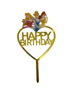 Caketopper Happy Birthday Prinsessen hart