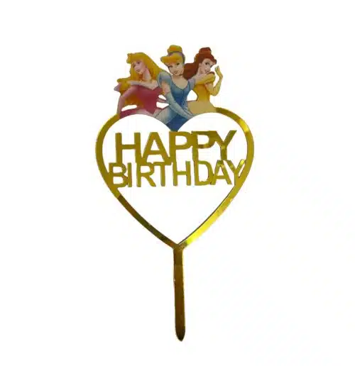 Caketopper happy birthday prinsessen hart