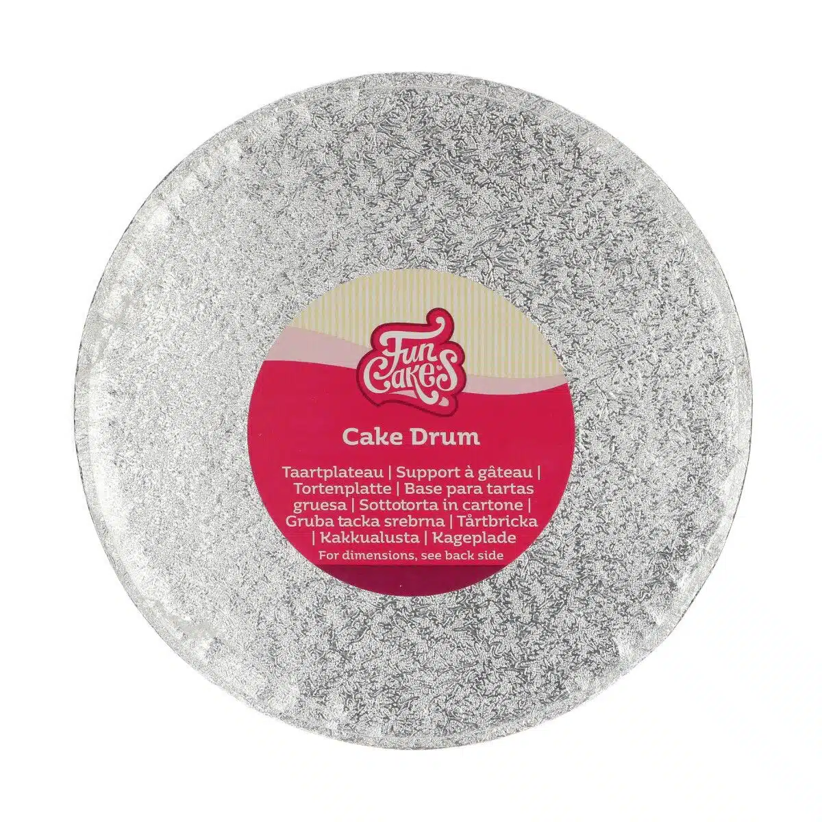 Funcakes cake drum rond ø20 cm - zilver bij cake, bake & love 5 Funcakes cake drum rond ø20 cm - zilver