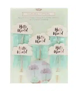 Alternative view of Hello World Cupcake Picks