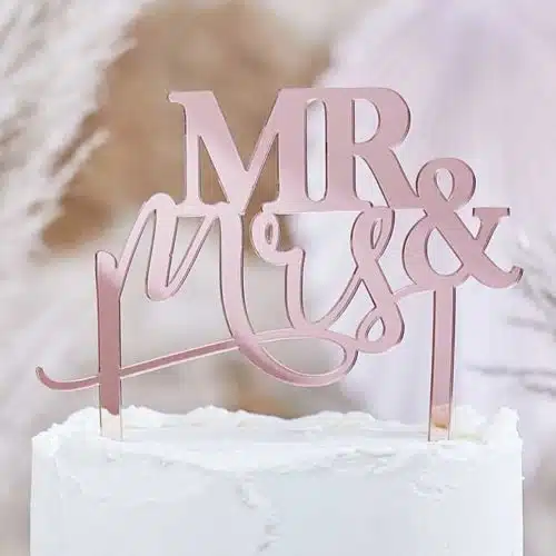 Cake topper mr and mrs rose gold