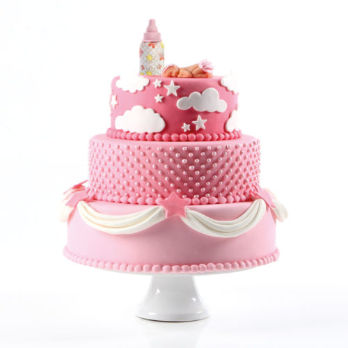 Taartdecoratie baby van marsepein meisje bij cake, bake & love 6
