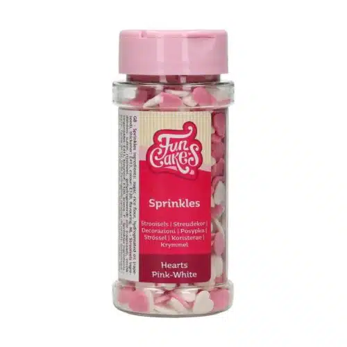 Funcakes hartjes roze-wit 60 g