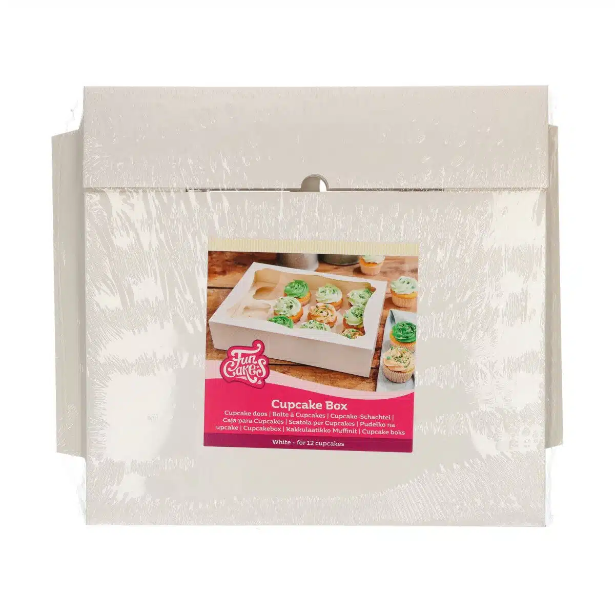 Funcakes cupcake doos 12 - wit pk/3 bij cake, bake & love 5 Funcakes cupcake doos 12 - wit pk/3