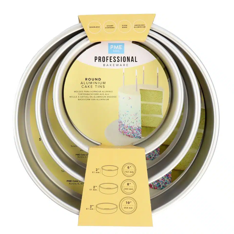 Pme deep round cake pan (5 cm hoog) set/3 bij cake, bake & love 5 Pme deep round cake pan (5 cm hoog) set/3