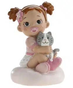 Caketopper baby meisje met poesje