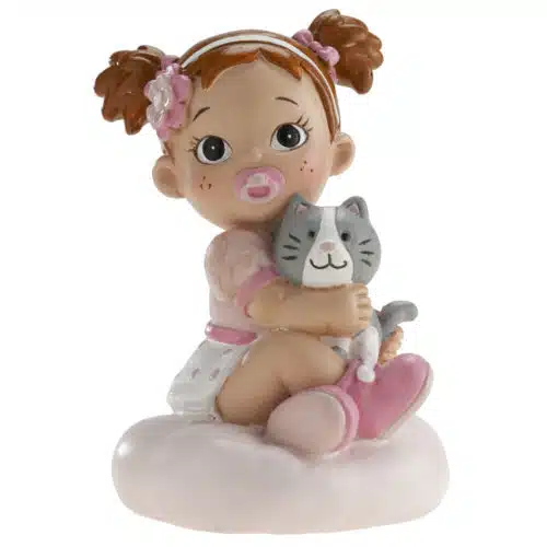 Caketopper baby meisje met poesje