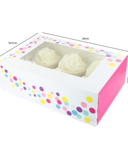 Baked with love cupcake doos paars en gestipt pk/2 bij cake, bake & love 11