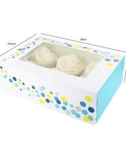 Baked with love cupcake doos blauw en gestipt pk/2 bij cake, bake & love 8