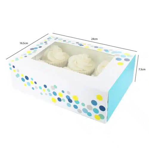 Baked with love cupcake doos blauw en gestipt pk/2 - afbeelding 2