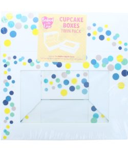 Baked with love cupcake doos blauw en gestipt pk/2 bij cake, bake & love 10